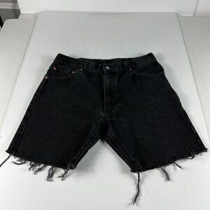 Levi's Jean Short Men 35* 517 Black Cut Off Frayed Hem Cotton Denim Jorts Tag 36
